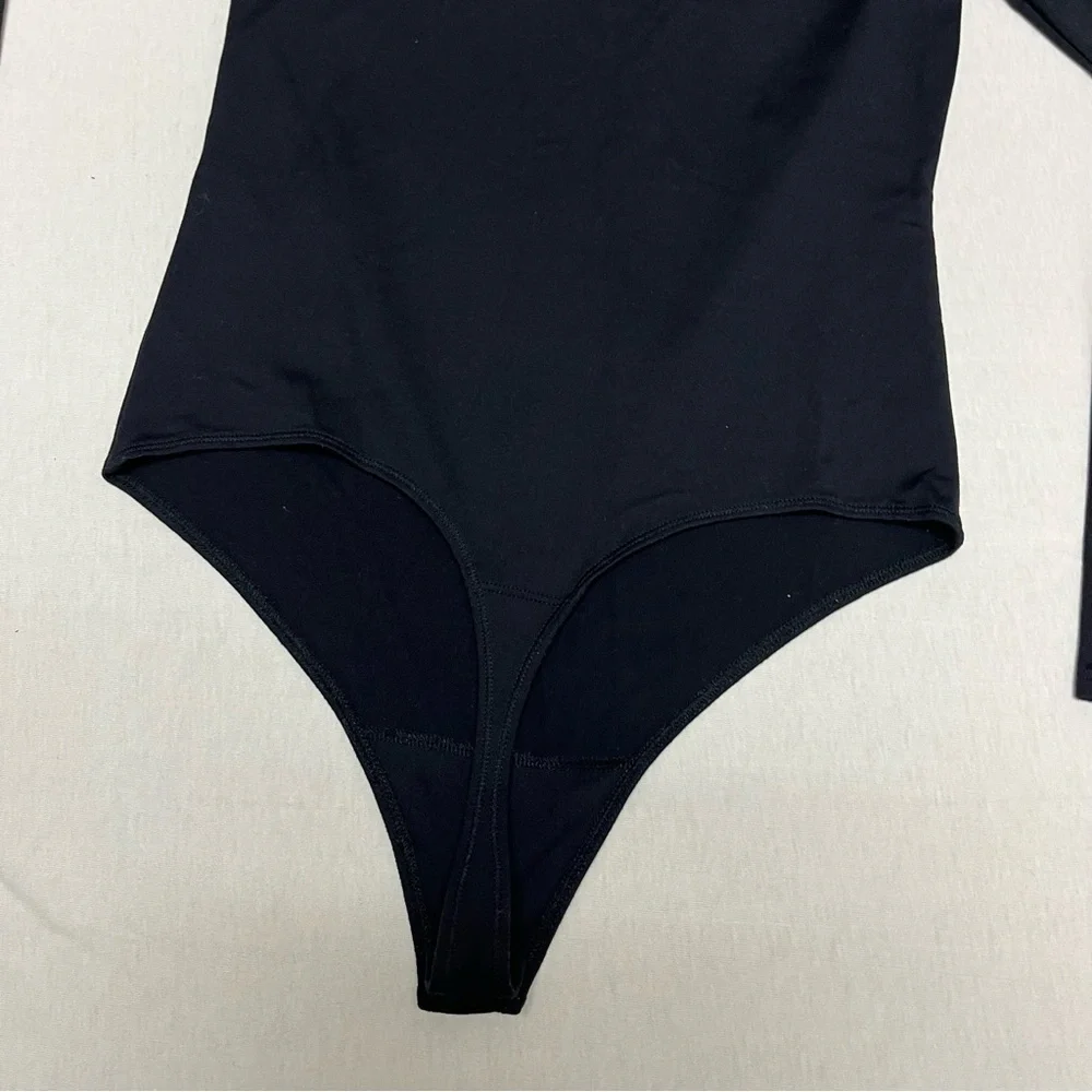 Abercrombie & fitch black mesh asymmetrical bodysuit long sleeve